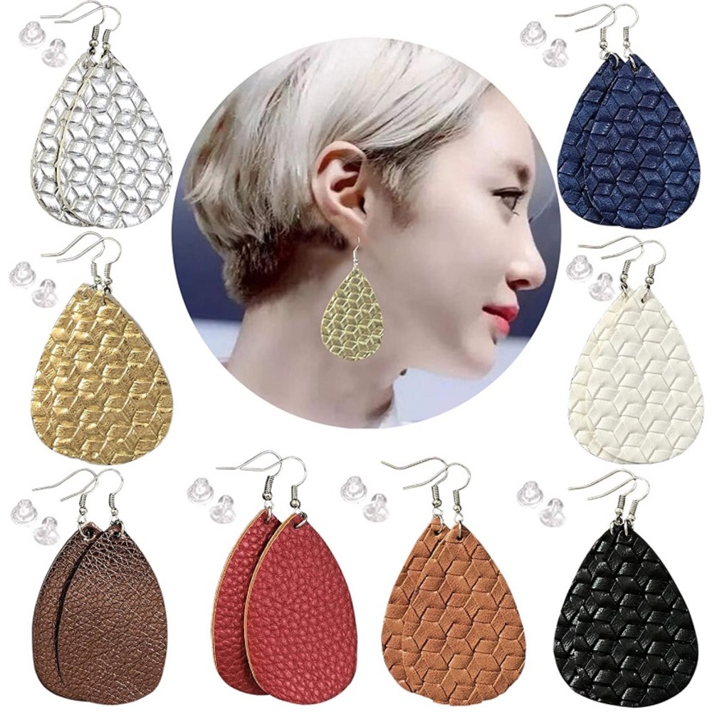 🛍️3/10$ Leather Teardrop Earrings - Picture 3 of 4